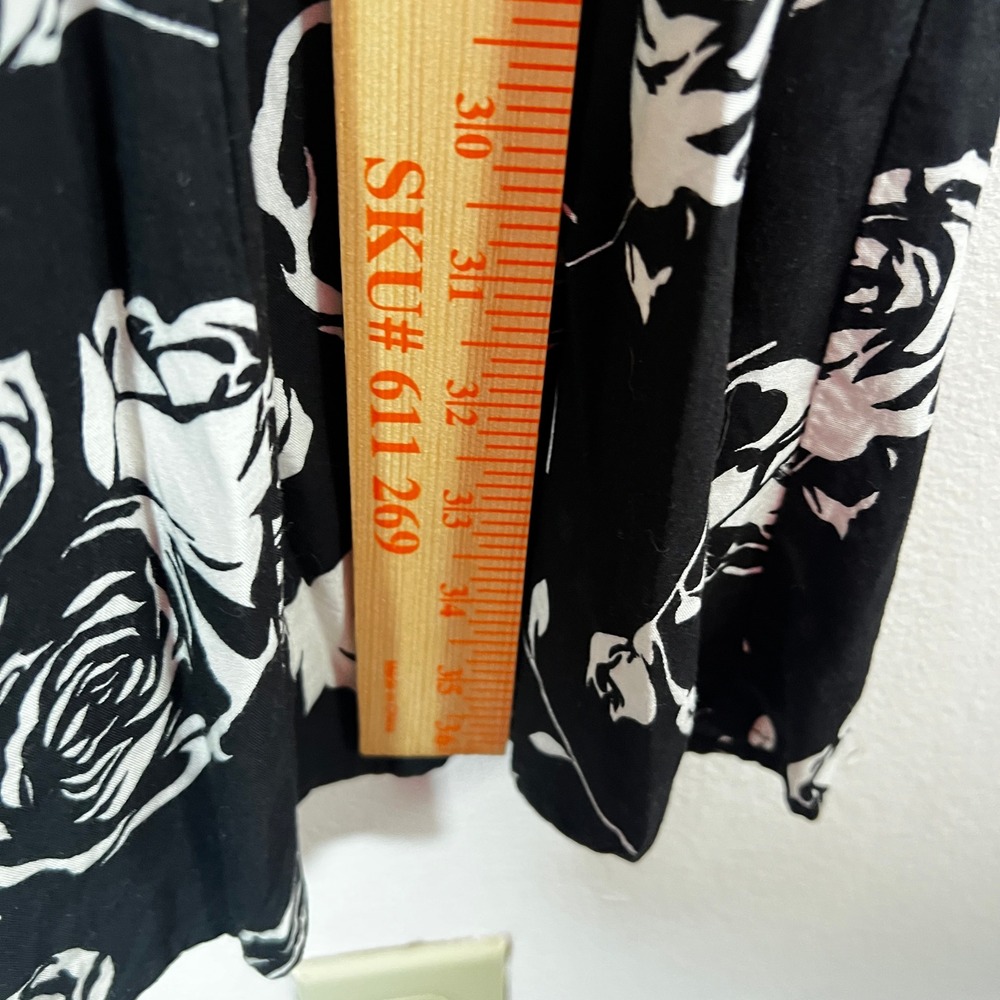 Vintage 90s Mini Dress Size 12 Black Rose Floral Summer Whimsigoth Grunge - Picture 5 of 6